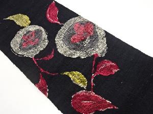 紗 変わり丸に花葉模様織出し名古屋帯